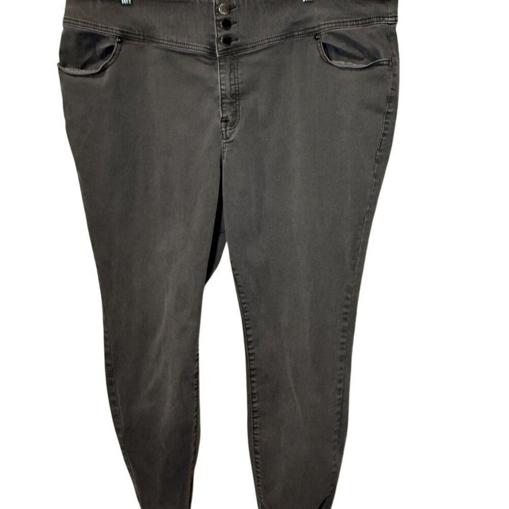 Lane Bryant Womens Plus Size 24 Olive Green Skinny Stretch Jeans W/ Button Fly C